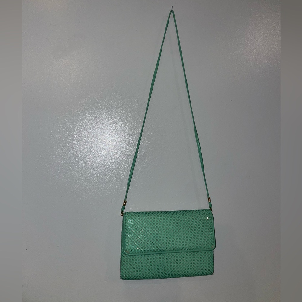 Whiting and Davis Mint Green Crossbody Bag. Excellent condition.